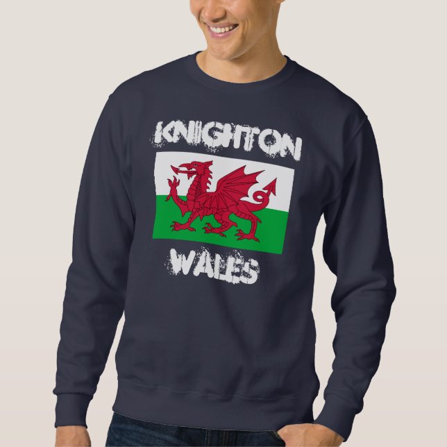 Knighton, Wales with Welsh flag Sweatshirt (Front)