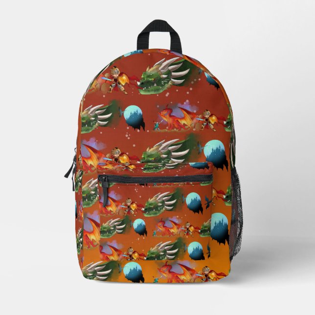 Knights and Dragons Printed Backpack (Front)