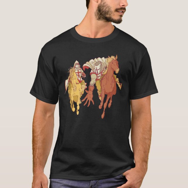 Knights and Horses - Medieval Crusader Renaissance T-Shirt (Front)