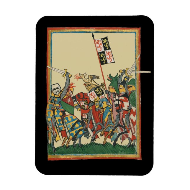 Knights Charging, 14th Century Codex Manesse Magnet (Vertical)