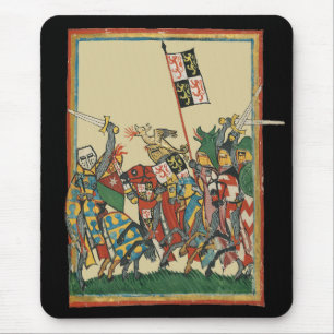 Knights Charging, 14th Century Codex Manesse Mouse Pad