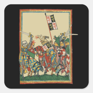 Knights Charging, 14th Century Codex Manesse Square Sticker