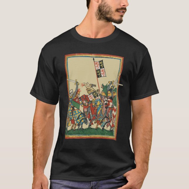 Knights Charging, 14th Century Codex Manesse T-Shirt (Front)