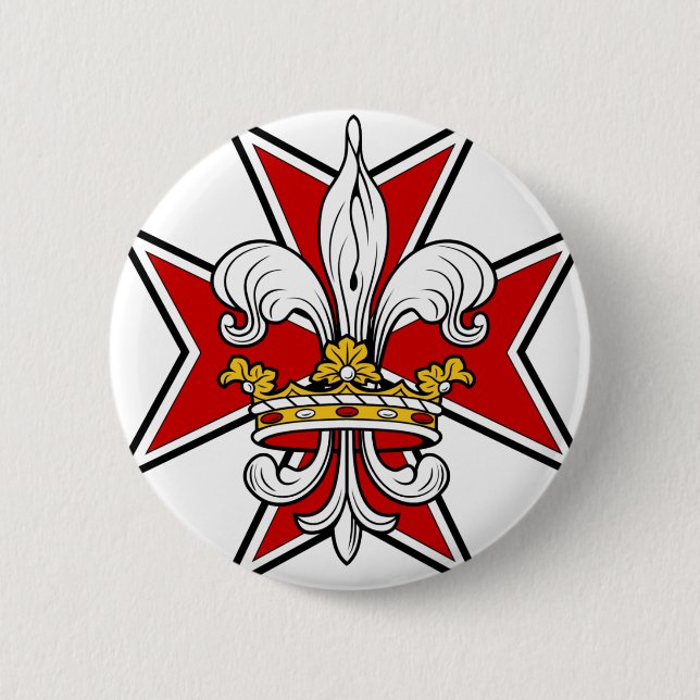 Knights Cross 6 Cm Round Badge (Front)