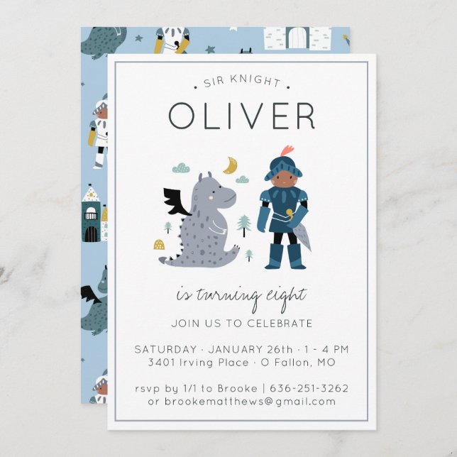 Knights & Dragons Party Invitation (Front/Back)