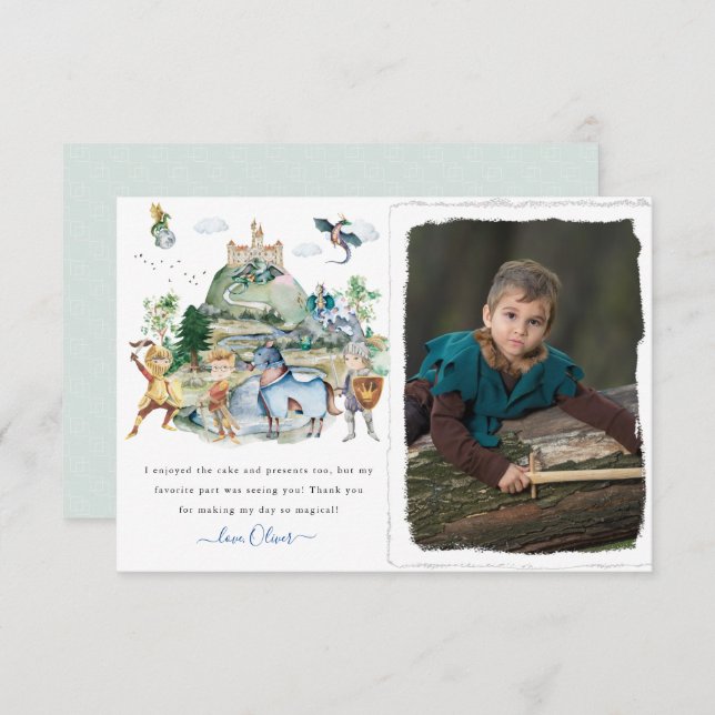 Knights & Dragons | Royal Mediaeval Birthday  Thank You Card (Front/Back)