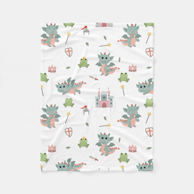 Knights Fairytale Mediaeval Castle Nursery Fleece Blanket (Front)