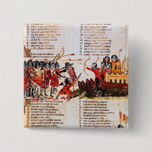 Knights Fighting 15 Cm Square Badge (Front)