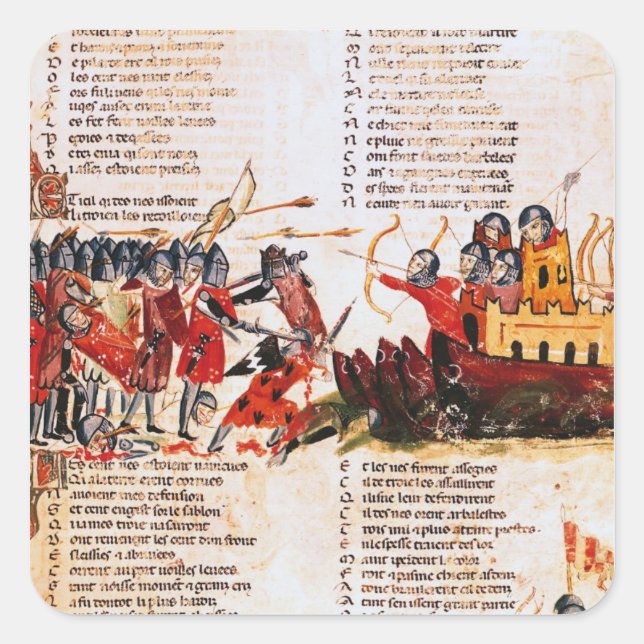 Knights Fighting Square Sticker (Front)