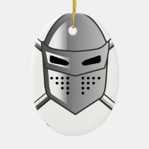 Knight's helmet and Crossed swords Vector Ceramic Tree Decoration