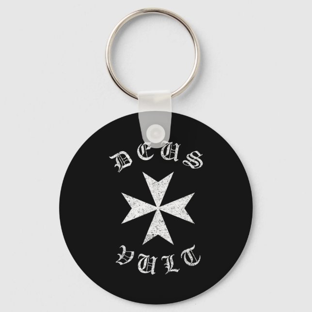 Knights Hostaller Maltese Catholic Christian Deus  Key Ring (Front)