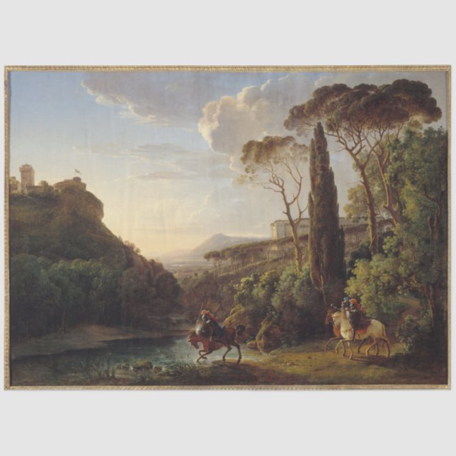 Knights in Italian Landscape Ephemera Decoupage Tissue Paper (Front)