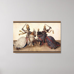 Knights jousting canvas print