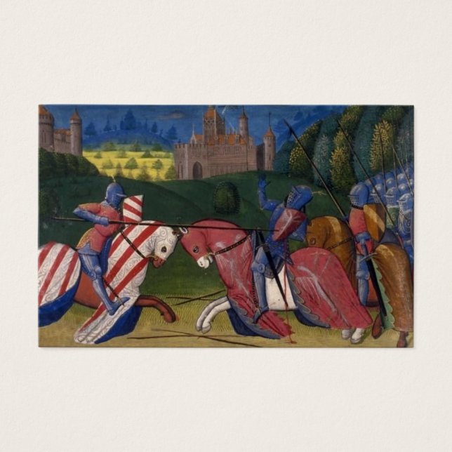 Knights jousting mediaeval combat illustration (Front)