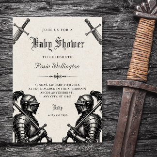 Knights mediaeval baby shower invitation