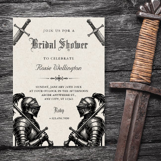 Knights mediaeval bridal shower invitation