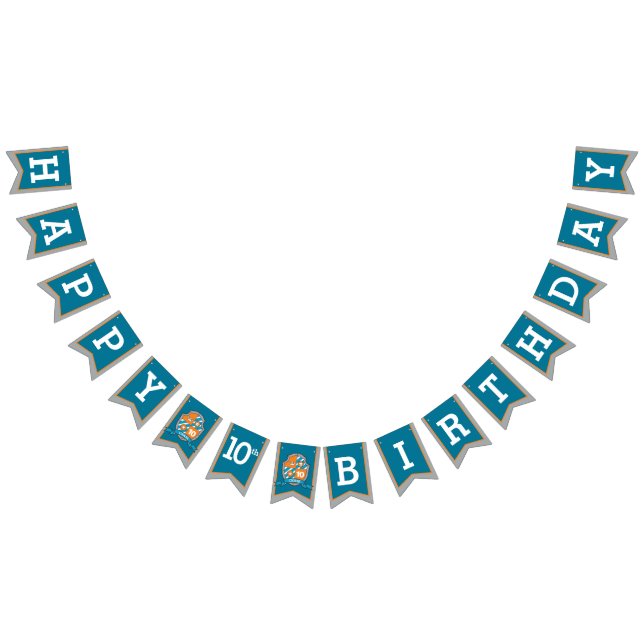 Knights mediaeval Happy Birthday 10th grey bunting (All)