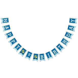 Knights mediaeval Happy Birthday 5th bunting flags