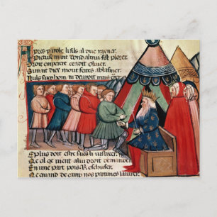 Knights pledging their allegiance postcard