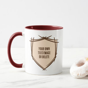 Knight's shield. Coat of arms. Safety badge. Mug