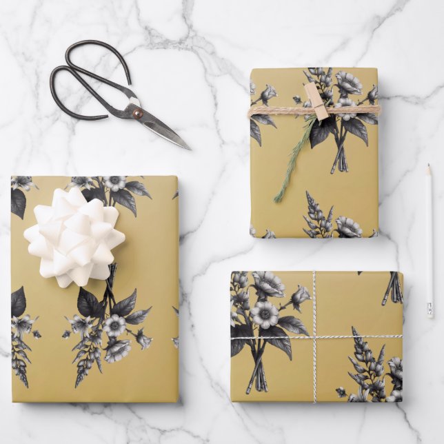Knights Shield with ivy on a gold background Wrapping Paper Sheet (Front)