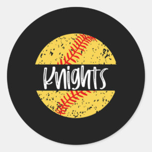 Knights Softll Team Mascot School Spirit Game Day  Classic Round Sticker
