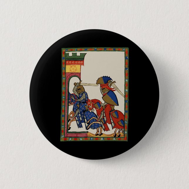Knights Storming The Castle, 14th Century 6 Cm Round Badge (Front)
