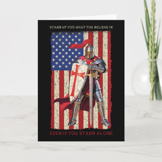 Knights Templar Crusader Mediaeval American Flag 4 Card (Front)