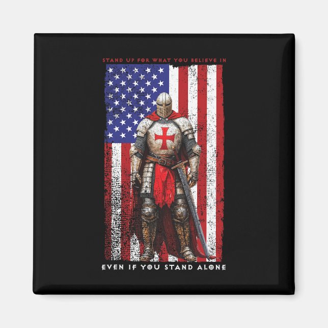 Knights Templar Crusader Valour American Flag 4th  Magnet (Front)