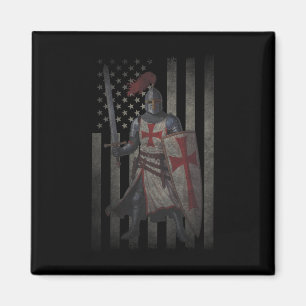 Knights Templar Crusader Valour American Flag 4th Magnet