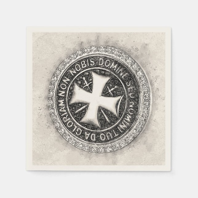 Knights Templar Mediaeval Cross Seal Custom Design Napkin (Front)