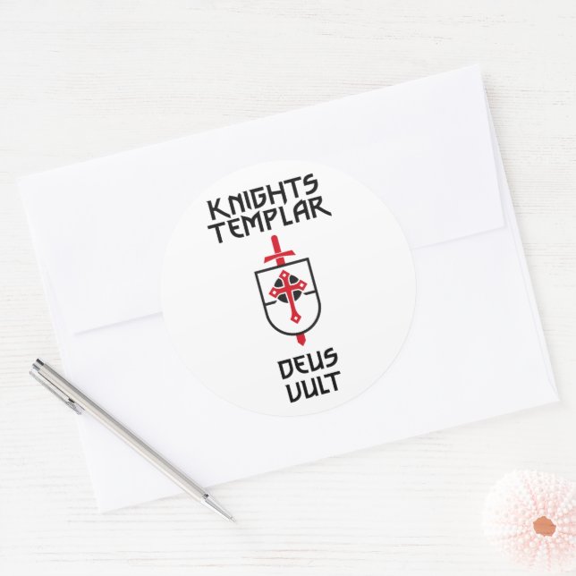 Knights Templar MOTTO Mediaeval History Badge Art Classic Round Sticker (Envelope)
