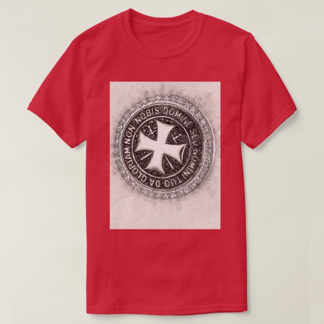 Knights Templar Seal Of Honour Valour Strength And T-Shirt (Design Front)