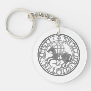 Knights Templar Seal Two Knights Horse Medallion Key Ring