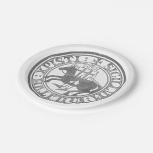 Knights Templar Seal Two Knights Horse Medallion Paper Plate