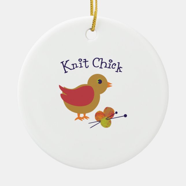 Knit Chick Ceramic Tree Decoration (Front)