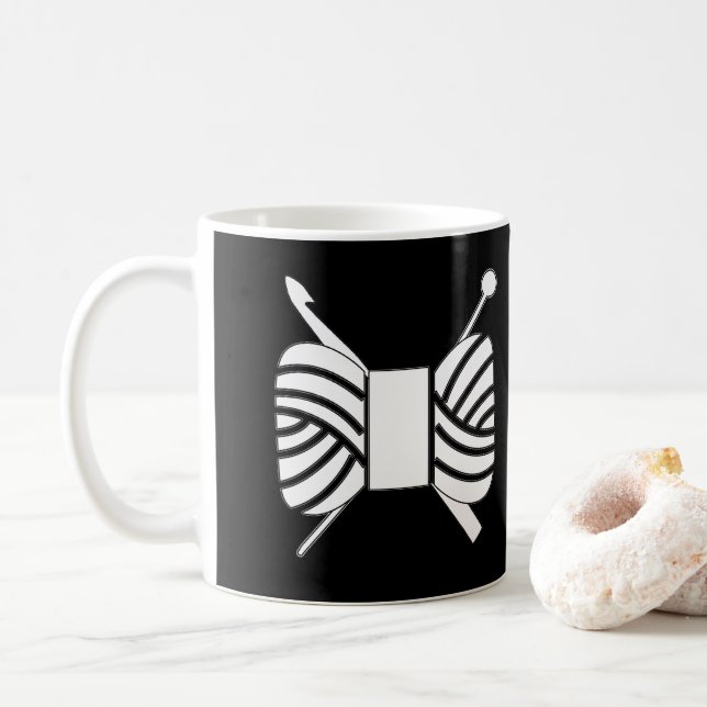 Knit + Crochet Yarn Skein Crafts {Dark} Coffee Mug (With Donut)