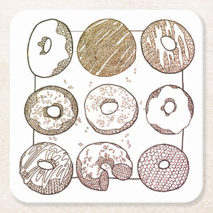 KNIT DONUTS Square Paper Coasters