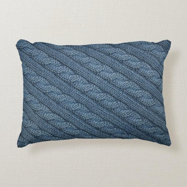 Knit Fabric Texture Light Blue Decorative Cushion (Front)