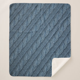 Knit Fabric Texture Light Blue Sherpa Blanket