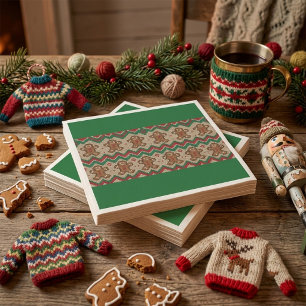 Knit Gingerbread Man Christmas Pattern Napkin