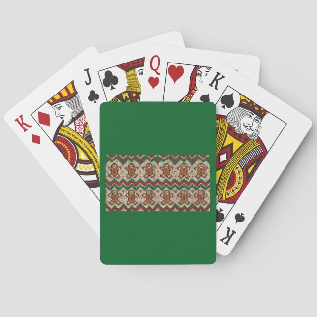 Knit Gingerbread Man Christmas Pattern  Playing Cards (Back)