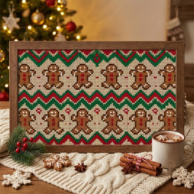 Knit Gingerbread Man Christmas Pattern  Poster (Creator Uploaded)