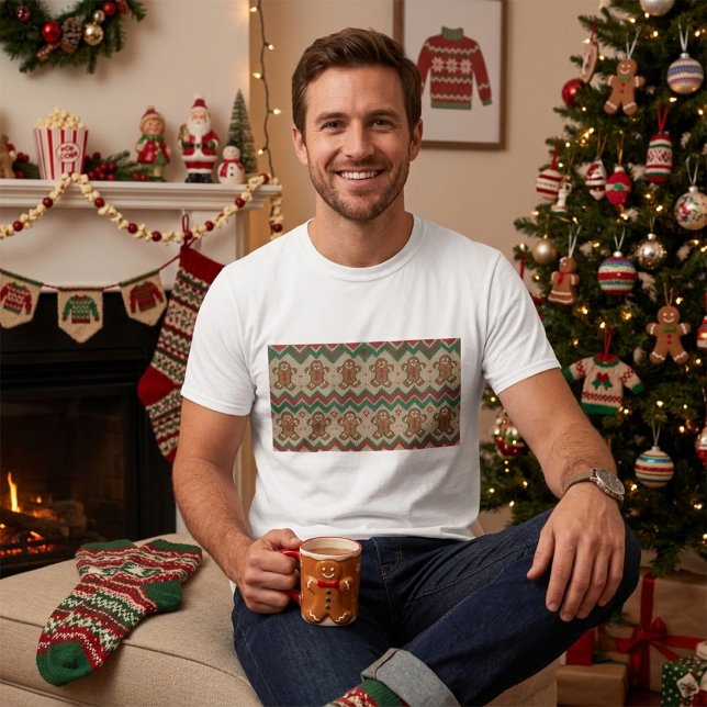Knit Gingerbread Man Christmas Pattern  T-Shirt (Creator Uploaded)