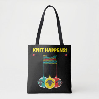 Knit Happen! Funny Knitting Project Tote. Tote Bag
