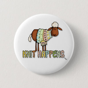 knit happens 6 cm round badge