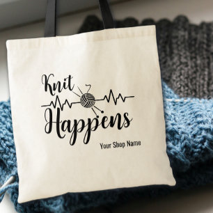Knit Happens Heart Beat Gift For Knitter Tote Bag