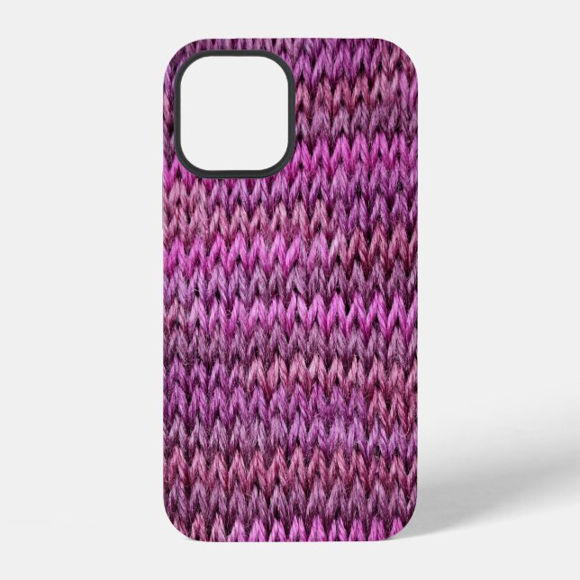 Knit Harmony: Purple Stripe Texture iPhone Case (Back)
