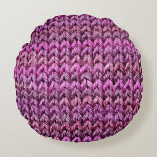 Knit Harmony: Purple Stripe Texture Round Cushion