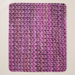 Knit Harmony: Purple Stripe Texture Sherpa Blanket